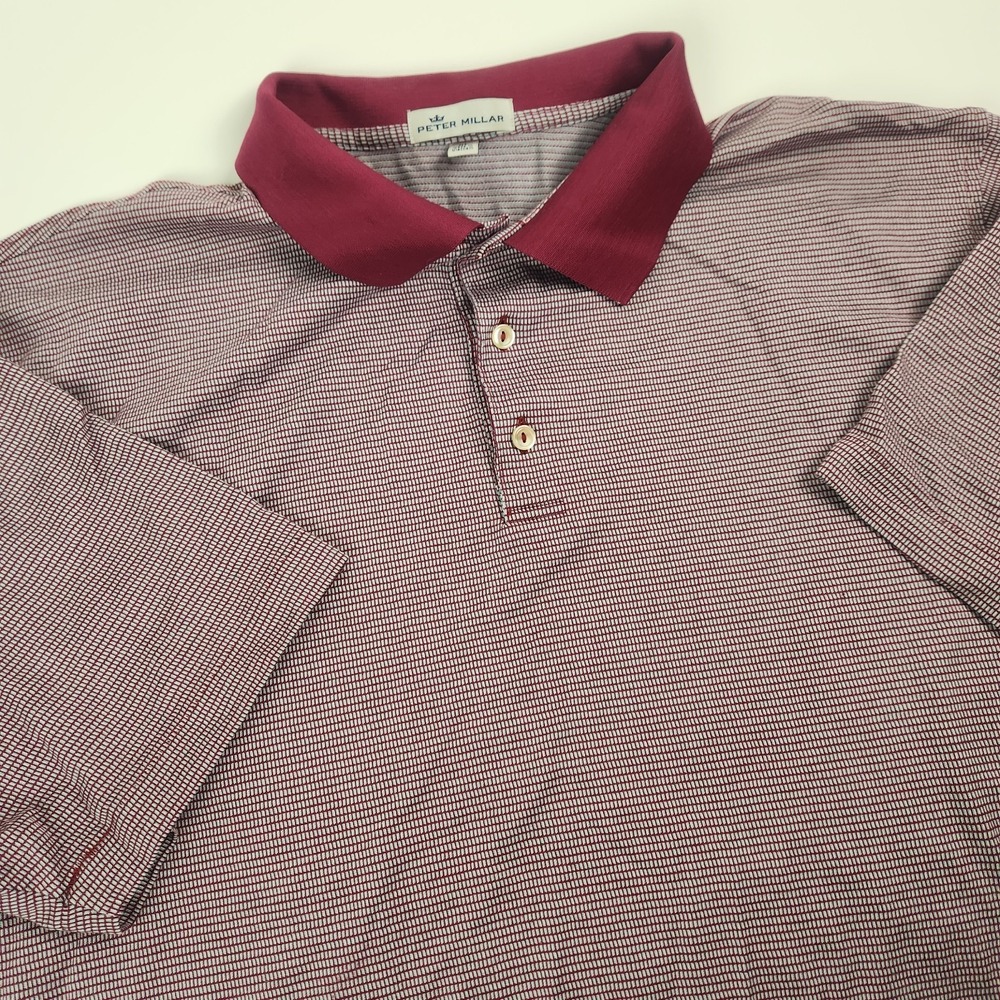 Peter Millar‎ Polo Shirt Men Size XL Cotton Navy Green Stripe Golf Summer